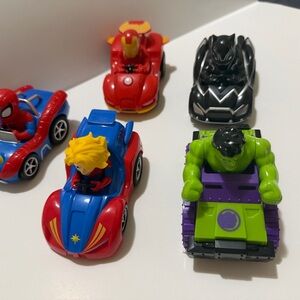 Set of vehicles from Marvel Super Hero Adventures.